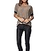 Womens Short Sleeve Cotton Shirts Round Neck Casual Loose Fit Tee Tops T Shirts Coffee-L