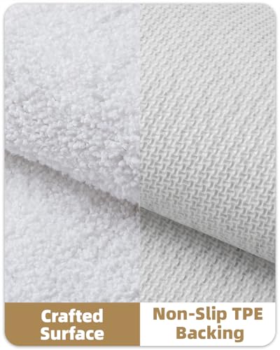 Color&Geometry Absorbent Bath Mat 60x110 cm, Soft Bathroom Mat Non Slip, Machine Washable Bathroom Rug, Bathmat Bath Mats for Bathroom Bathtub (White)