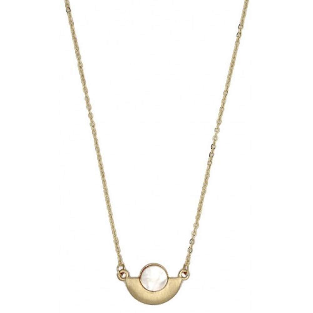 14k Gold Plated Gemstone Jewellery - Mother of Pearl Rose Quartz - Necklace or Earrings (as chosen) Gift Boxed ('Mystery' Mother of Pearl Moon Necklace)