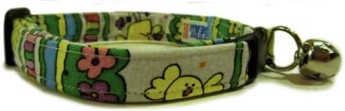 Breakaway Cat Collar in Easter Chicks with White Stripes (Handmade in the U.S.A.)