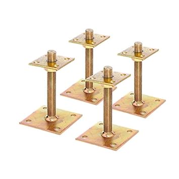 4X Pfostenträger Aufschrauben 30-150mm Höhenverstellbar Schwerlastanker gelb verzinkt 70x70