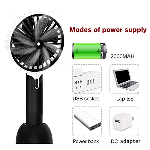 Mini Handheld Fan Battery Operated Personal Portable Fan USB Rechargeable Fan Adjustable Speed for Home Travel & Outdoors (Mini Handheld Fan-Black) - Thumbnail 3