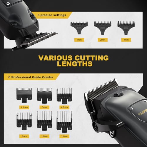SUPRENT Mens Hair Clippers Cordless Rechargeable Hair Cutting Kits with LED Display Professional Hair Clipper and Trimmer for Barbers & Home Use