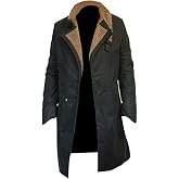 LASHKAAR Mens Runner Trench Coat - Gosling Cotton Black Fur Coat - Officer Coat Jacket