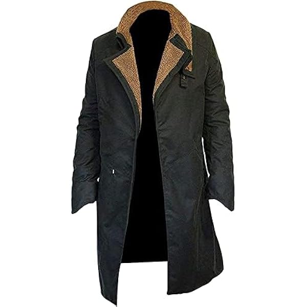 LP-FACON Mens 2049 Coat - Officer K Fur Lapel Black Cotton Trench