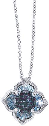 Galatea 14k White Gold DavinChi Cut Blue Topaz Pendant Necklace, 18"