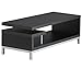Yaheetech Black Wood TV Stand Console Table Home Entertainment Center Media Cabinets with Steel Leg for Flat Screens