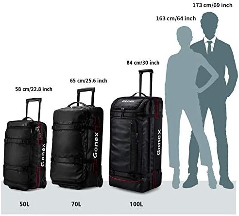 Gonex Rolling Duffle Bag with Wheels, 70L Water Repellent Wheeled Travel Duffel Luggage with Rollers 26 inch, Black 3 Gonex Rolling Duffle Bag with Wheels, 70L Water Repellent Wheeled Travel Duffel Luggage with Rollers 26 inch, Black