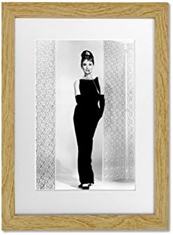 Living Colors Iconic Audrey Hepburn Black Dress A3 Framed Art Print - Oak Frame - Wall Art Picture - 12 x 16 Inches (30x40CM)