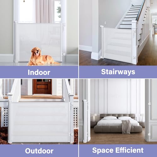 PRObebi Retractable Dog Gate for the House Extends to 54" Wide 34" Tall, Gates for Baby Indoor, Stair Gate for Outdoor, Staris, Hallways, Doorways, Deck, Porch, Need Drilling