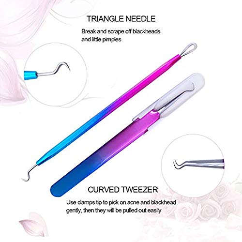 Blackhead Remover Pimple Comedone Extractor Tool Treatment for Blemish, Whitehead, Zit Removing for Risk Free Nose Face Skin 7-PCS Acne Removal Kit