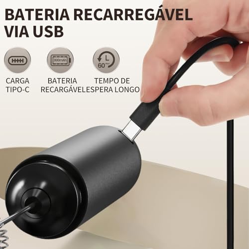 Mini Mixer Portátil USB – Batedor e Espumador Sem Fio, Recarregável, Perfeito Para Café, Latte, Matcha e Chocolate Quente
