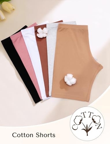VOENXE Women's Cotton Cycling Shorts, Anti-Friction Thigh, Boxer Shorts, Women's Panty, Shorties Under Skirt or Dress, Women Leggings, Short Panty, Cotton, SeCURity, Protecting Comfort, Pack of 4