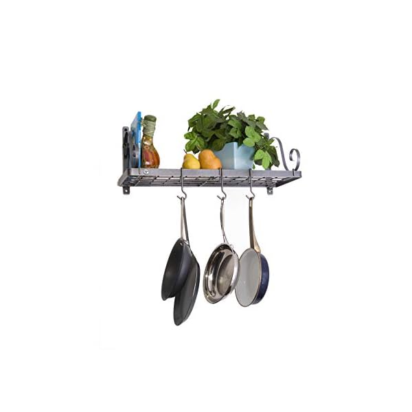 Enclume Decor Bookshelf Wall Pot Rack, Hammered Steel The Home Kitchen Store