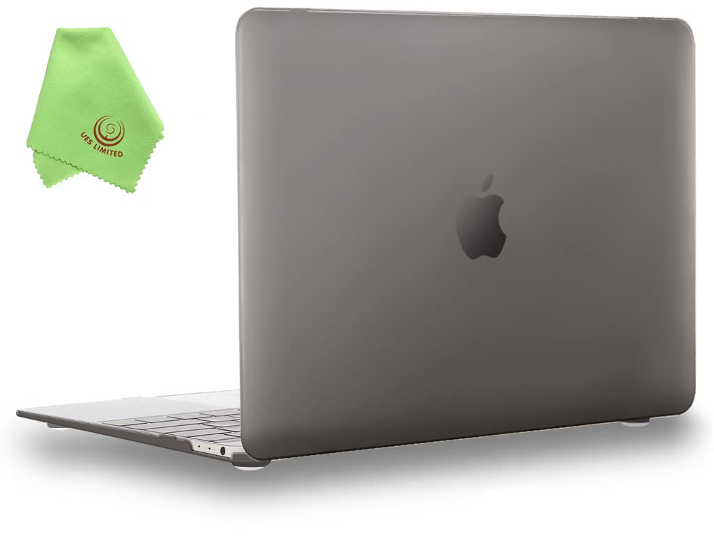 UESWILL Smooth Touch Matte Hard Shell Case Cover Compatible with MacBook 12 inch with Retina Display (Model: A1534) + Microfibre Cleaning Cloth, Gray
