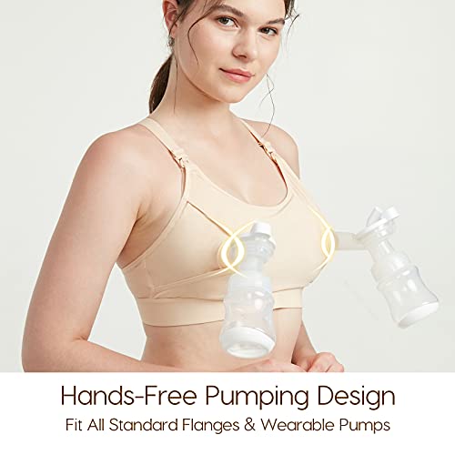 Hands Free Pumping Bra, Comfortable Breast Pump Bra with Pads, Lupantte Adjustable Nursing Bra
