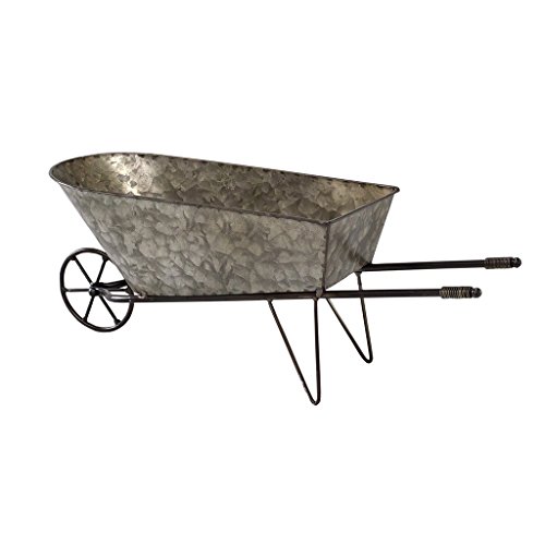 Time Concept Rustic Iron Garden Tool Decor - Wheelbarrow Planter - Home/Garage Container, Indoor/Outdoor Wagon Rack