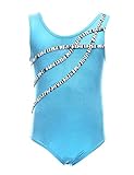 Ephex One-piece Sparkle Dancing Gymnastics Athletic Leotard for Little Girl, Blue-stripe, 4-5T