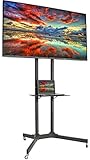 VIVO Mobile TV Cart for 32-65 inch LCD LED Plasma Flat Panel Screen TVs up to 110 lbs | Pro Height Adjustable Rolling Black Stand with Laptop Shelf & Locking Wheels - Max VESA 600x400 (STAND-TV03E)