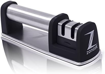 Knife Sharpener For Straight And Serrated Knives, 2-Stage Diamond Coated Knife Sharpening System (Coarse and Fine), Sharpen Dull Knives Quickly, Safe & Easy To sharpen edge for your kitchen