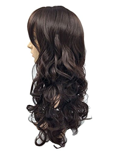 Wig buy Hair Long Wigs Wavy Curly 24inche Brown Long Wigs Women (Brown)