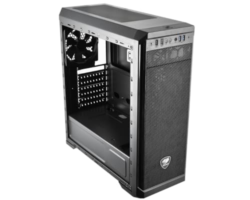 Cougar MX330-G MX330 Mid Tower Case with Full Tempered Glass Window and USB 3.0 , black