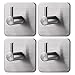 Jekoo Adhesive Hooks, Hooks for Hanging Wall Hanger Towel Hooks Heavy Duty Ideal for Bathroom Shower Kitchen Home Door Closet Cabinet Stainless Steel - 4Packs