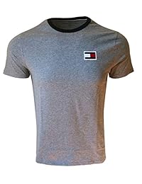 Tommy Hilfiger - Camiseta de cuello redondo con logotipo de la bandera para hombre