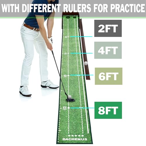 Dachenus Putting Green, Putting Matt for Indoors, Putting Mat Indoor Golf Matt Putting with Automatic Ball Return for Outdoor, Office, Living Room Practice,Best Putting Assist