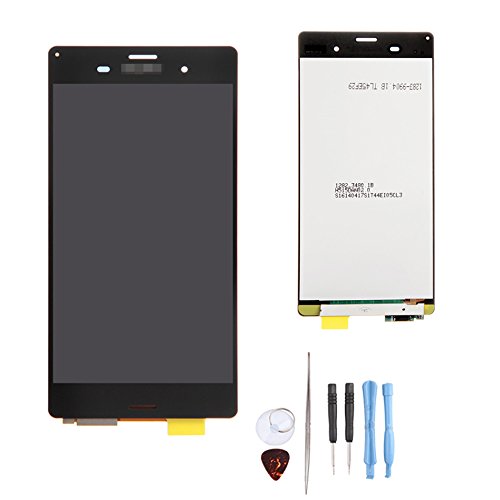 Original Black Sony Xperia Z3 D6603,D6643,D6653,D6616,D6633,L55T,L55u (LTE/4G Smartphone) LCD Touch Screen Replacement Digitizer Assembly + 7* Repair Tools Kit + Tempered Glass Protector USA