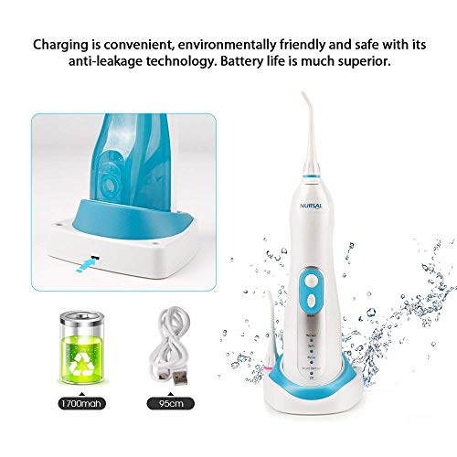 NURSAL Water Dental Flosser with 4 Free Jet Tips & High-capacity Water Tank, 4-Mode Cordless Rechargeable Oral Irrigator For Home Use and Travel - Thumbnail 5