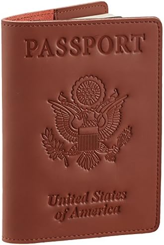 SimpacX Genuine Leather Passport Cover Holder RFID Blocking for Men & Women Travel Wallet (vintage brown)