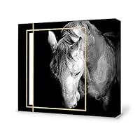signwin-Canvas Wall Art-Black and White Horse-Canvas Prints Home Artwork Decoration for Living Room,Bedroom - 12x12 inches