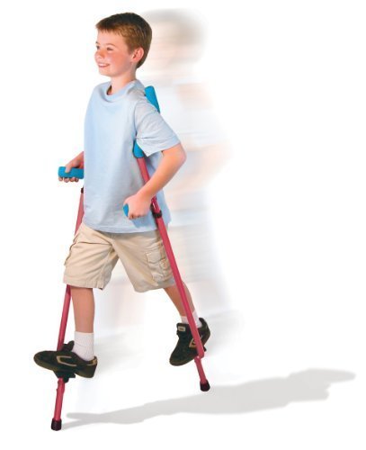 Original Walkaroo Steel Stilts by Air Kicks with Ergonomic Design for Easy Balance Walking, Assorted Colors (Blue or Red)