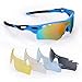 FiveBox Polarized U.V Protection Sports Glasses ,Cycling Wrap Sunglasses with 5 Interchangeable Lenses Unbreakable for Riding Driving Fishing Running Golf And All Outdoor Activities With Retail Package-Black And Blue.