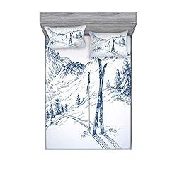 Ambesonne Winter Fitted Sheet & Pillow Sham