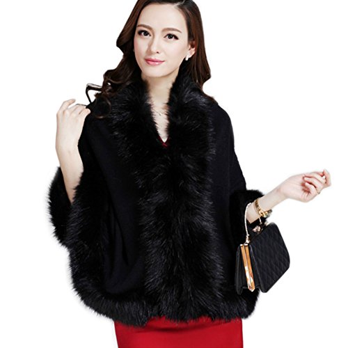 Ladies/Womens Luxury Bridal Faux Fur Shawl Wraps Cloak Coat Sweater Cape