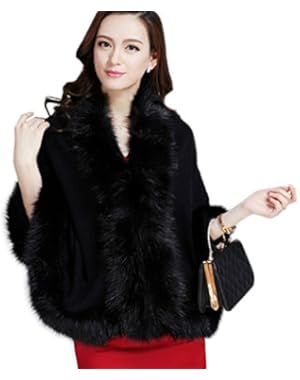 Ladies/Womens Luxury Bridal Faux Fur Shawl Wraps Cloak Coat Sweater Cape
