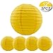 5 Packs Yellow Round Paper Lanterns Chinese Lanterns 12 inch Large Hanging Ball Decorations for Halloween Birthday Bridal Wedding Baby Shower Parties Assorted Sizes (Yellow, 12'')