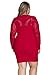 Cfanny Women's Lace Nude Illusion See Through Sleeves Bodycon Dress,Red,Large