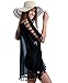 Elegant Beachwear Swimsuit Cover Up - Bikini Swimwear Cover up for Women - Chiffon Tassel Cover Ups Kaftan Dress (XS/S/M, Black)