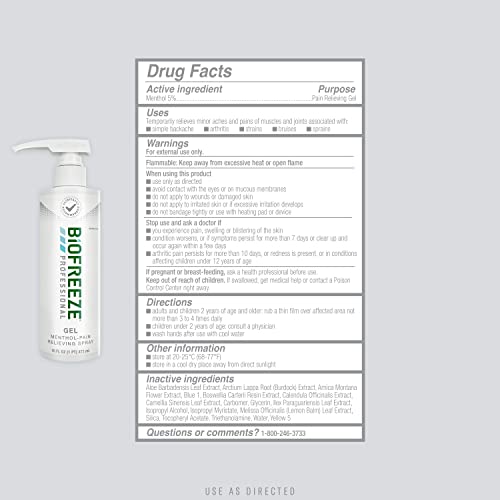 Biofreeze Professional Menthol Pain Relieving Gel 16 FL OZ Bottle With