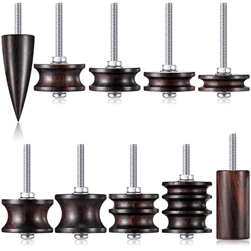 20 Pieces 10 Style Leather Burnisher Bits Black Ebony Wood Leather