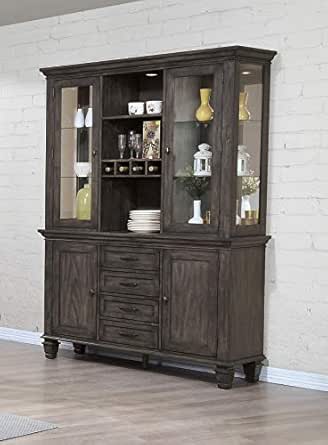 Amazon Com Sunset Trading Shades Of Gray China Cabinet Wine Rack