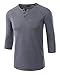 HETHCODE Men's Casual Raglan Fit Soft Baseball 3/4 Sleeve Active Sports Henley T-Shirts Tee Cadet Blue L