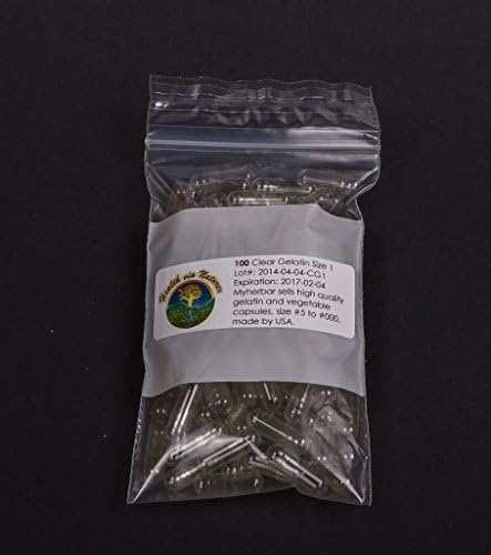 HealthViaNature 100 Clear Gelatin Empty Capsules (size 1)