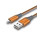 IMKEY Premium 10 Feet Tangle-Free Braided Micro USB 2.0 Sync Data Fast Charging Cable For Samsung Galaxy S7/ S6 / Edge, S4/ S3/ Note 5 / 4 / 2,Google Nexus,LG,Nokia,Blackberry And More - (Orange)