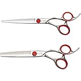 Professional 6.0-inch Shears Cutting &Thinning Scissors Kit Convex Edge Hairdressing Scissors Set 440C Steel Stainless Japanese Process with Free Fine Orange Leather Case