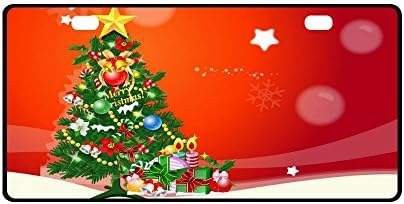 Christmas Tree Strong And Durable Aluminum Car Metal License Plate Frame for Women/Men Two Holes Tag 11.8" X 6.1"