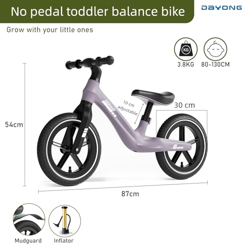 DAYONG Balance Bike for Kids, No Pedal Toddler Training Bicycle with Height Adjustable Seat, Lightweight Walker Bike with Inflatable Wheels for 3-7 Years Old Boys Girls.